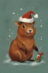 Christmas Capybara Art Notebook: Cute Christmas Capybara Art ,120 pages lined , 6" x 9"