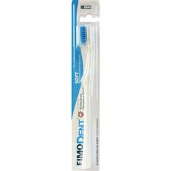 Fimodent Brosse à dents Soft avec système de protection des gencives et des dents - Équipée de poils 3980 UltraX de dureté souple, doux pour les gencives et l'émail - Couleur Blanc Bleu ciel