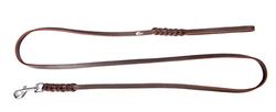 DINGO zachte lederen riem met gevlochten handvat en drukknop, 12 mm x 180 cm, Black_P, 8 mm x 180 cm, BRON
