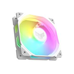 ASUS TUF Gaming TR120 ARGB Standard Blade White behuizingsventilator, single pack (120 mm PWM pc-ventilator, 2000 rpm, 3,3 mm H2O, 77,4 CFM luchtstroom, 16 afzonderlijk adresseerbare RGB-leds, wit)