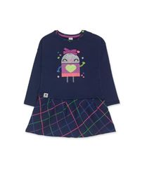 Tuc Tuc Pluche jurk voor meisjes, marineblauw, collectie Robot Maker, Donkerblauw, 6 Maanden