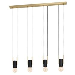 Eglo lampada a sospensione Bitachito, lampada sospesa a quattro luci, illuminazione a sospensione in metallo nero, ottone, lampada da soggiorno, presa E27