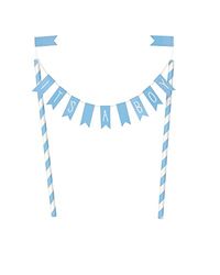 Unique- Topper per Torta con bandierine per Baby Shower, Blu, 1 pz. Decorazione Stamina Cuori, Blue, 73390