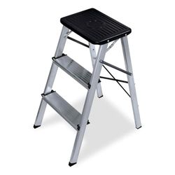 Amig - Escabeau Pliable à 3 Marches | Aluminium Léger et Résistant | Marches Antidérapantes pour Sécurité | Facile à Transporter et à Ranger | Idéal pour Accès à Petites Hauteurs, Aluminium, 3 Marches