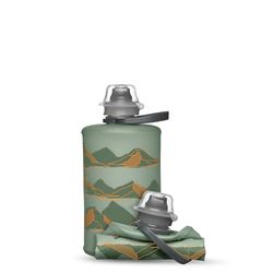 HydraPak Stow (350ml, 17oz) - Borraccia Pieghevole - Borraccia da Viaggio Ultraleggera e Compattabile, Flessibile per Sci, Escursionismo, Ciclismo o Arrampicata - Verde Montagna disegno