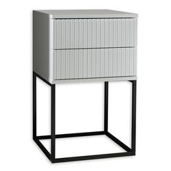 Stella Trading Marle Table de Chevet Moderne avec tiroirs et Structure en métal Noir Blanc, Bois d'ingénierie, 40 x 65 x 38,5 cm