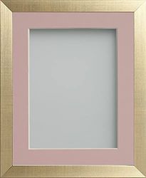 Frame Company Simpson Range Gold 8x6 inch Frame With Pink Mount for 5x3 inch *Choice of Sizes* Fitted with Real Glass