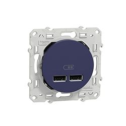 Schneider Electric S550407 Odace Dual USB-oplader 2.1 A – Cobalt