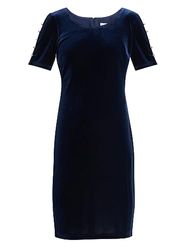 Gina Bacconi Fluwelen jurk met ronde hals voor dames met versiering Detail Cocktail, Keizerlijke, 48