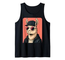 Llama che indossa occhiali da sole uomo donna lama grafica Canotta