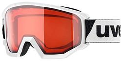 uvex Athletic Lgl - Masque de Ski pour Hommes et Femmes - à Contraste Accentué - Champ de Vision Élargi et Anti-Buée - White/lasergold Lite-Rose - One Size