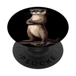 Una nutria juguetona que se ve afilada en Sunnies PopSockets PopGrip Adhesivo