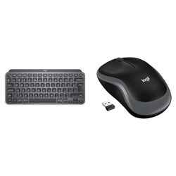 Logitech MX Keys Mini Minimalist Wireless Illuminated Keyboard, Compact, Bluetooth, Backlit, USB-C & M185 Wireless Mouse, 2.4GHz with USB Mini Receiver, 12-Month Battery Life