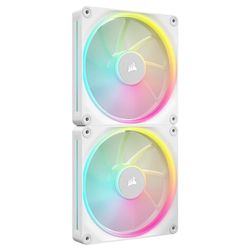 CORSAIR iCUE LINK LX140 RGB 140 mm PWM-Fläktar Dubbelförpackning – Dubbla ljusslingor – Inkluderar iCUE LINK-Systemhubb – CORSAIR AirGuide-Teknik – Vit