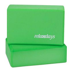 Relaxdays yogablok, set van 2, foam blok voor yoga en fitnessoefeningen, schuim, antislip, HBD: 8x23x15 cm, groen