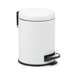 TATAY Poubelle Salle Bain avec Pédale 5L | Couvercle à Fermeture Douce | Seau Intérieur Amovible et Pratique | Acier Durable | Style Moderne – Blanc