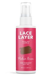 Lace Layer Lace Tint Spray für Spitzenperücken und Verschlüsse, gleichmäßige Sprühdüsen, wasserabweisend, keine Rückstände – 95,8 g (mittelbraun)