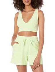 The Drop, bralette da donna Thalia con scollo a V profondo, in cotone e tessuto di spugna, verde chiaro, XXS
