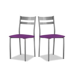 ASTIMESA SCRFBJ Deux chaises de Cuisine, Métal Similicuir Aluminium, Aubergine, Altura de asiento 45 cms
