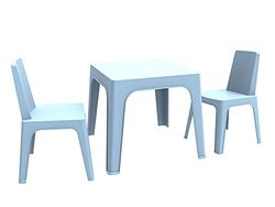 Resol Julieta Set infantil de 2 cadeiras e 1 mesa para interior, exterior, jardim - cor azul-céu