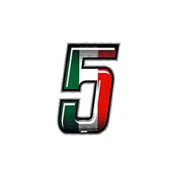 Racing Number 5 Slim, Flag, 10 x 6.5 cm