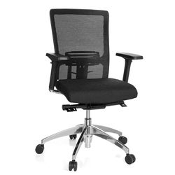 hjh OFFICE 657511 Silla de Oficina Astra Base Tela Negro, Silla giatoria, ergonómica, Apoyabrazos con Ajuste de Altura, Respaldo en Malla Transpirable