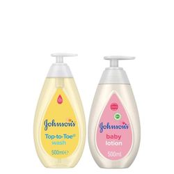 JOHNSON'S® Baby Good Morning Bundle | TOP-TO-TOE® Wash 500ml | Baby Lotion 500ml