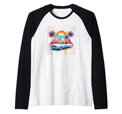 Cool Vintage Super Car Illustrazione Novità Grafica Disegni Maglia con Maniche Raglan