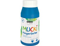 Kreul 23208-Vernice Luminosa Mucki, Blu, parabeni, glutine, Senza lattosio e vegana, Lavabile, verniciabile con Pennello, Spugna, spatola e Dita, Colore Blue, 750 ml, 23208
