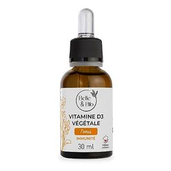 BELLE ET BIO - Vitamine D3 végétale - Fabriqué en France - Défenses Naturelles - Ossature - 120 gélules