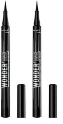 Rimmel London Wonder'Ink Liner Eyeliner Liquido, Negro 001, 1 ml (0.03 FL OZ) (Paquete de 2)