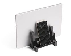 Durable Vertical Laptop Stand EFFECT, Made from 60 percent Recycled PET Felt, Stylish Laptop Holder with Phone and Tablet Tray, Anthracite Grey