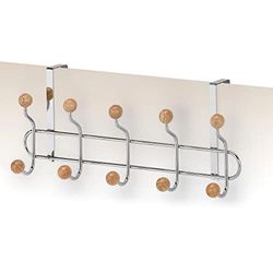 DKD Home Decor Perchero para Puertas Plata Acero Madera de caucho (45 x 6.5 x 19 cm)