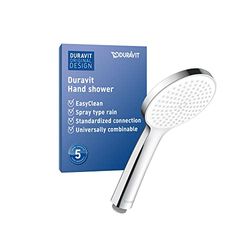 Duravit Universal Doccetta a mano, Doccia con getto Rain, Doccia a mano rotonda (Ø 110 mm), Doccetta per doccia facile da pulire, Cromo/Bianco