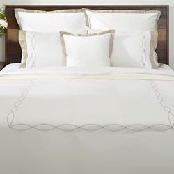 Deco Mex Sängklädesset, 300TC, bomull, vit, beige, 220 x 240 cm