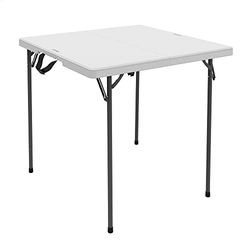 Durée de Vie des Produits 80100 Table Pliante, Blanc Polyéthylène avec Structure en Acier, 37-in. carré – quantité 1