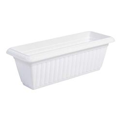 Iris Ohyama, Pot pour plantes Jardinière mince avec système de drainage/réservation de l'eau pour le jardinage - Slim Planter Relief 500, Blanc