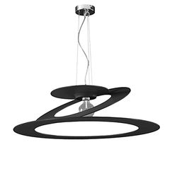 Sospensione, Lampadario moderno Planet-arium alluminio tagliato laser col. nero, design originale, minimal, industriale, 1xE27 LED per cucina, camera, soggiorno, sala. Diametro 70cm.