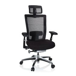 hjh OFFICE 657650 Chaise de Bureau Nova Pro I en Tissu Maille avec Support Lombaire, Noir, 133.0 x 65.0 x 60.0 cm