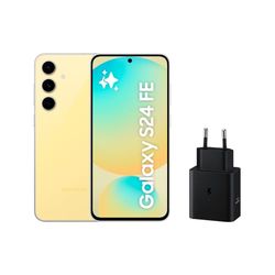 Samsung Galaxy S24 FE 256GB + Cargador - Teléfono Móvil con IA, Smartphone Android, 8 GB RAM, Cámara 50MP, Batería Larga Duración, Libre, Amarillo (Versión Española)