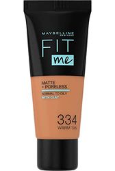 Maybelline New York Fit me! Matt & poreless makeup nr 334 varm ljusbrun 30 ml