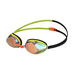 Speedo Unisex Volwassen Vengeance Spiegel Zwemmen Goggles, Atoomkalk/Zwart/Fire Goud, Één Grootte