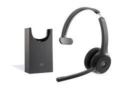 Cisco Headset 721, draadloze enkele on-ear Bluetooth-hoofdtelefoon, Webex-knop, USB-A HD Bluetooth-adapter, zachte hoes, oplaadstandaard, koolstofzwart, 1 jaar beperkte aansprakelijkheidsgarantie