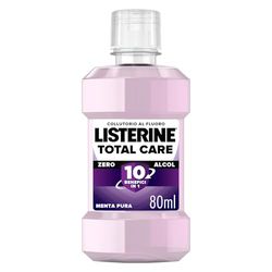 LISTERINE Collutorio Total Care, Collutorio da viaggio 0% alcol per una protezione completa al Gusto Delicato di Menta Pura, Senza alcool e con Fluoro per denti forti e gengive sane, 80 ml