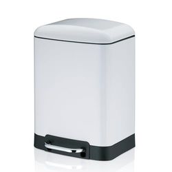 kela 22996 Davino Poubelle de salle de bain rectangulaire à pédale Acier Inoxydable Blanc 6 L 23.5x23x33 cm