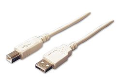 Waytex 11297 USB-kabel 2.0 A stekker naar B-stekker, 3 m, beige