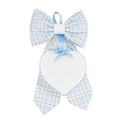 FILET- Noeud de Naissance Bleu avec Pendentif en Forme de Coeur en Toile Aida 55 Trous à Broder, Fabriqué en Coton, Idéal à Accrocher pour Annoncer la Naissance d’un Bébé, 100% Made in Italy