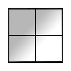 DRW Specchio da parete in metallo nero 80 x 2 x 80 cm