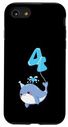 Custodia per iPhone SE (2020) / 7 / 8 Camicia per bambini 4° compleanno balena, carino 4 anni bambino balena