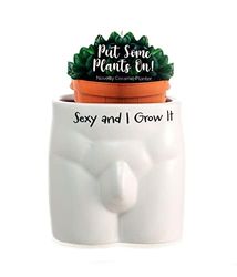 Boxer Gifts Sexy and I Grow It' - Vaso per piante a forma di corpo | Divertente e maleducato regalo decorativo per la casa, in ceramica, bianco, taglia unica